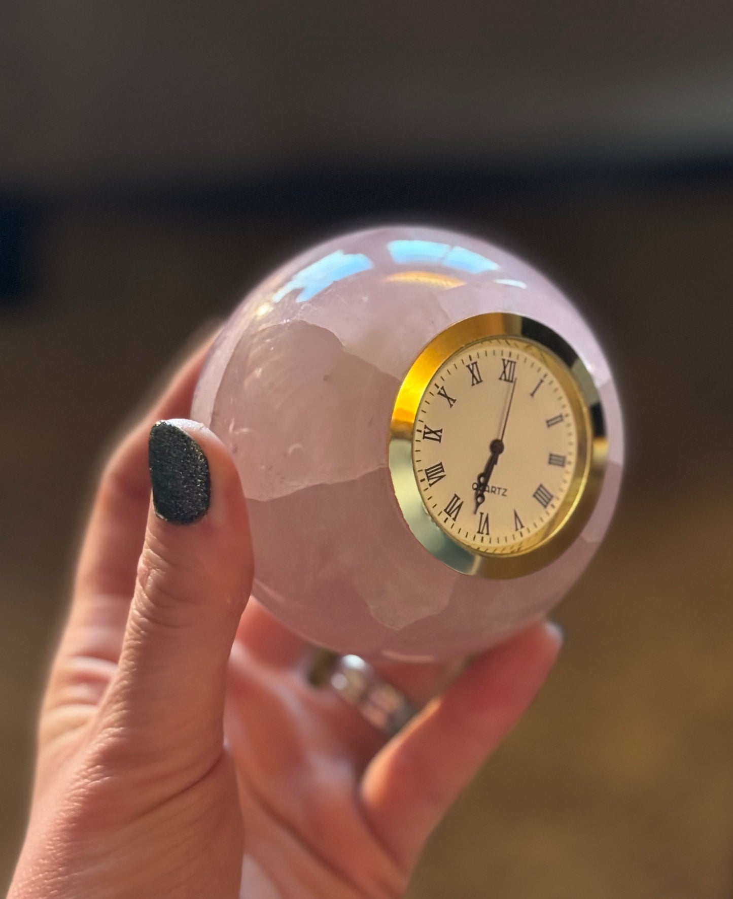 Rose Quartz Crystal Table Clock
