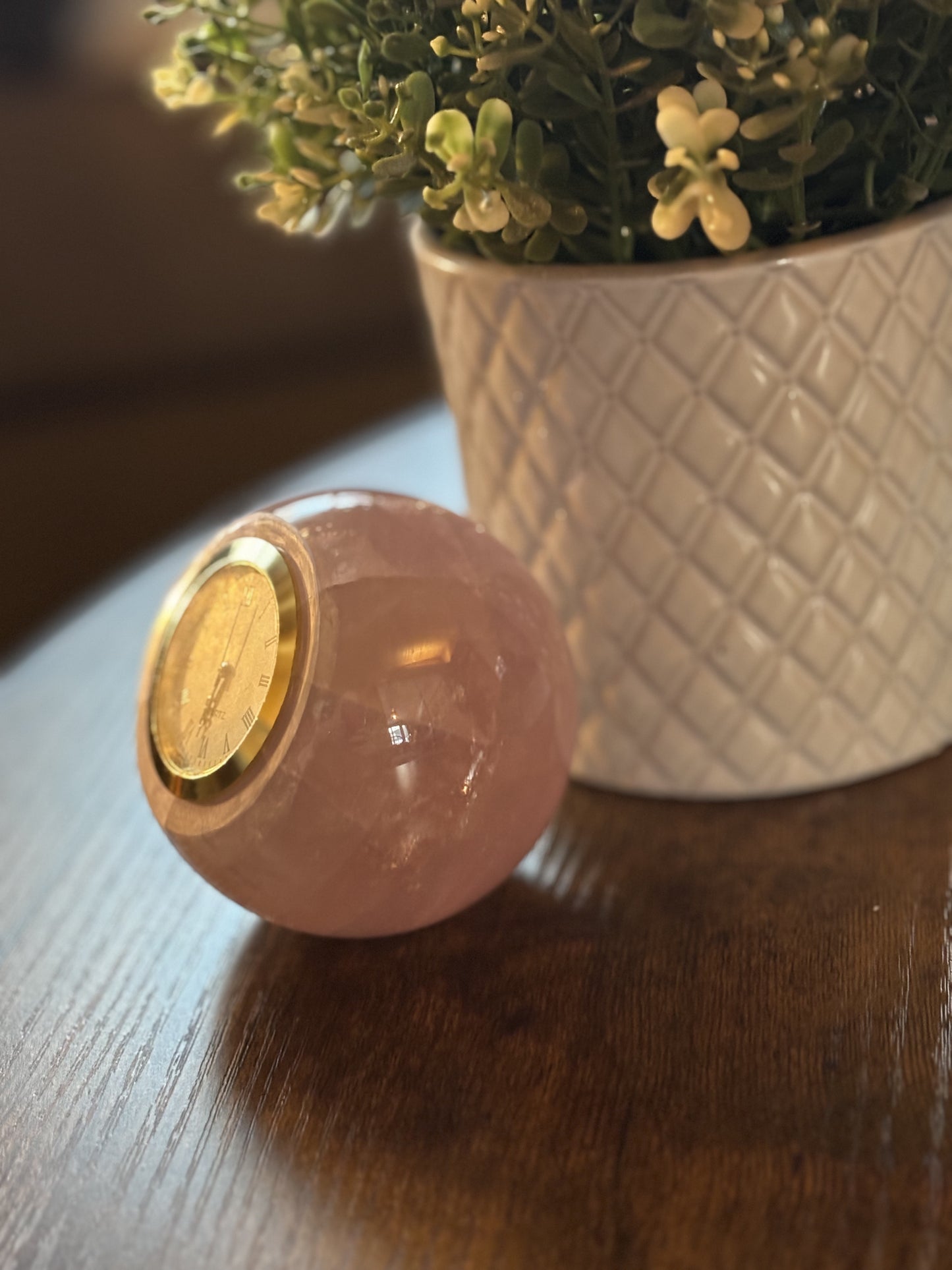 Rose Quartz Crystal Table Clock