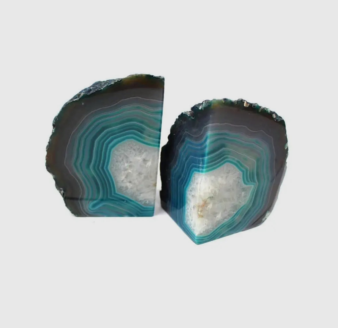 Crystal Teal Agate Geode Bookends