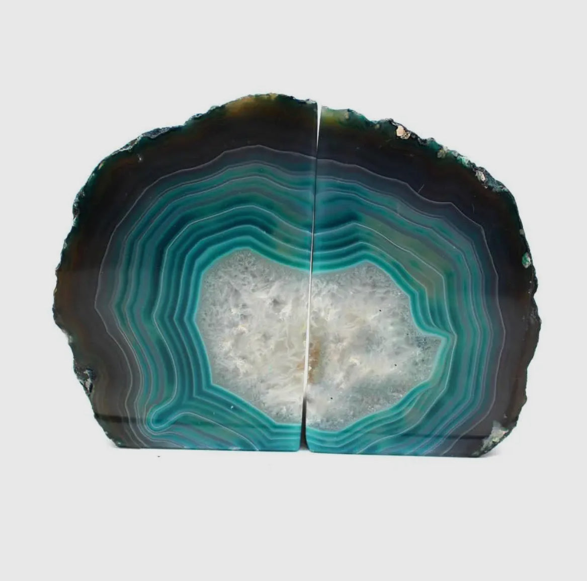 Crystal Teal Agate Geode Bookends