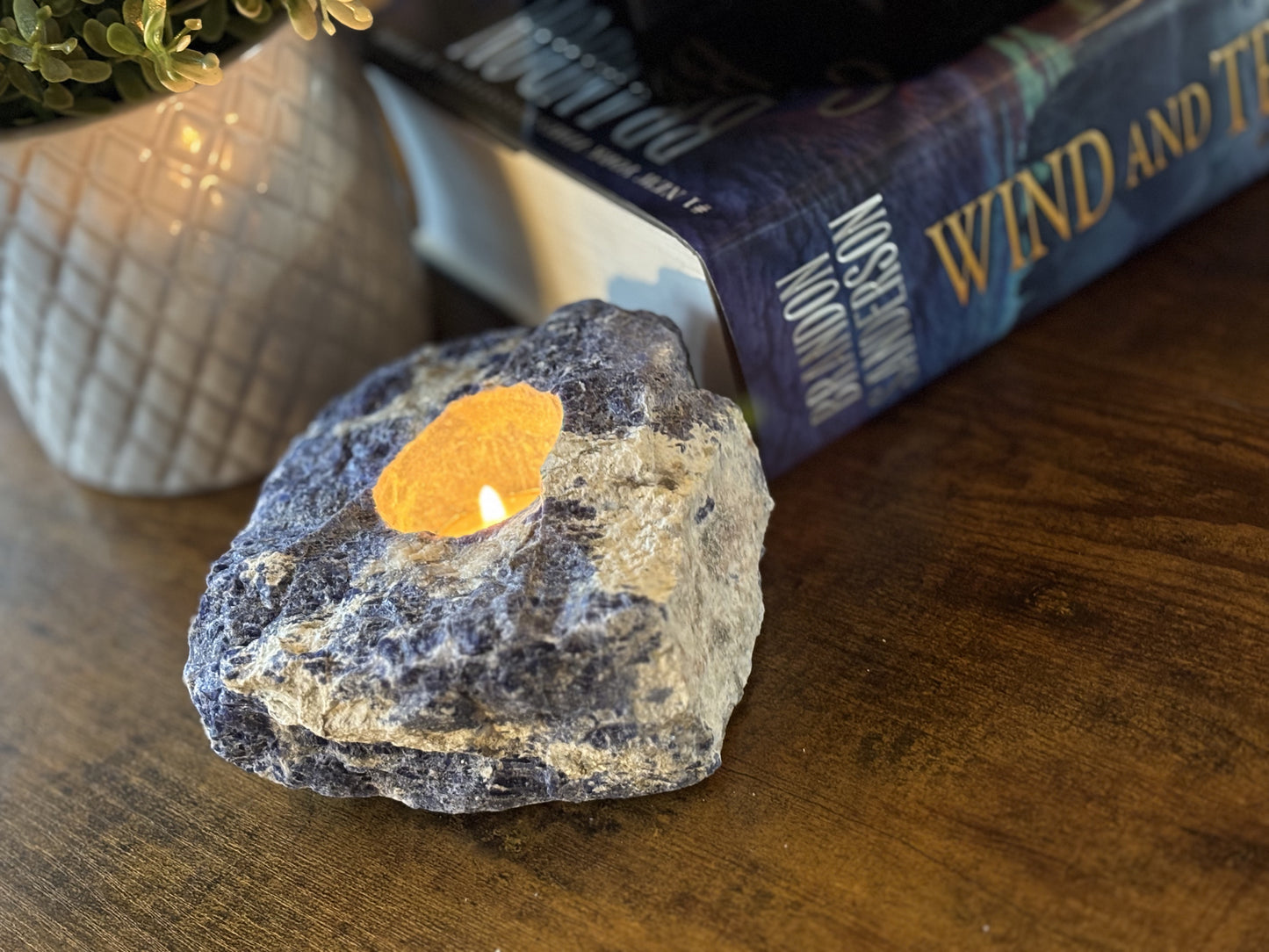 Sodalite Candle Holder- Crystal Candle Tea Light