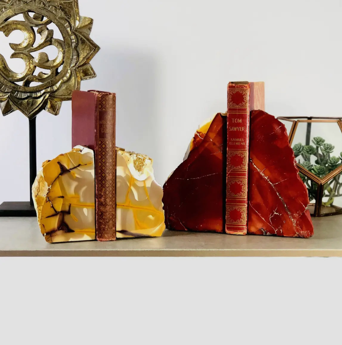 Rare Mookaite Jasper Bookends – one-of-a-kind addition to your bookshelf