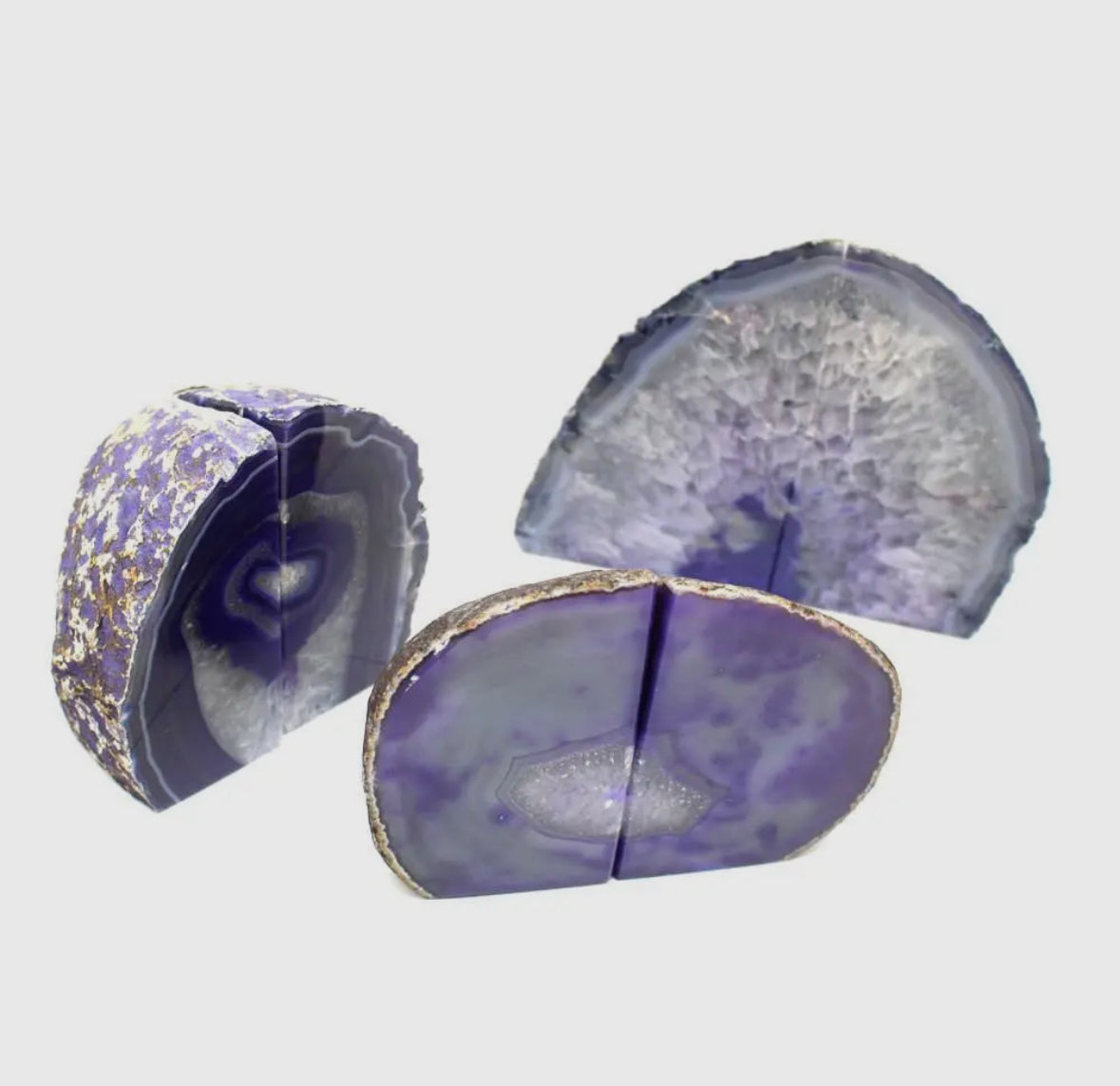 Handcrafted Purple Agate Geode Bookends – Stunning Natural Decor for Bookshelves