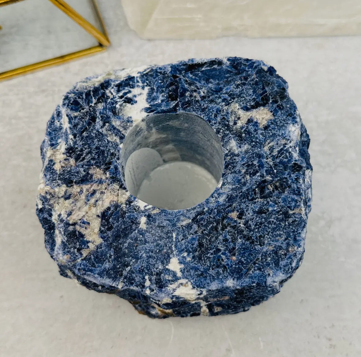 Sodalite Candle Holder- Crystal Candle Tea Light