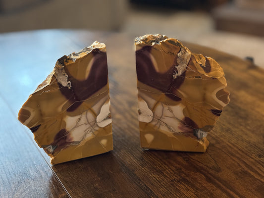 Rare Mookaite Jasper Bookends – one-of-a-kind addition to your bookshelf