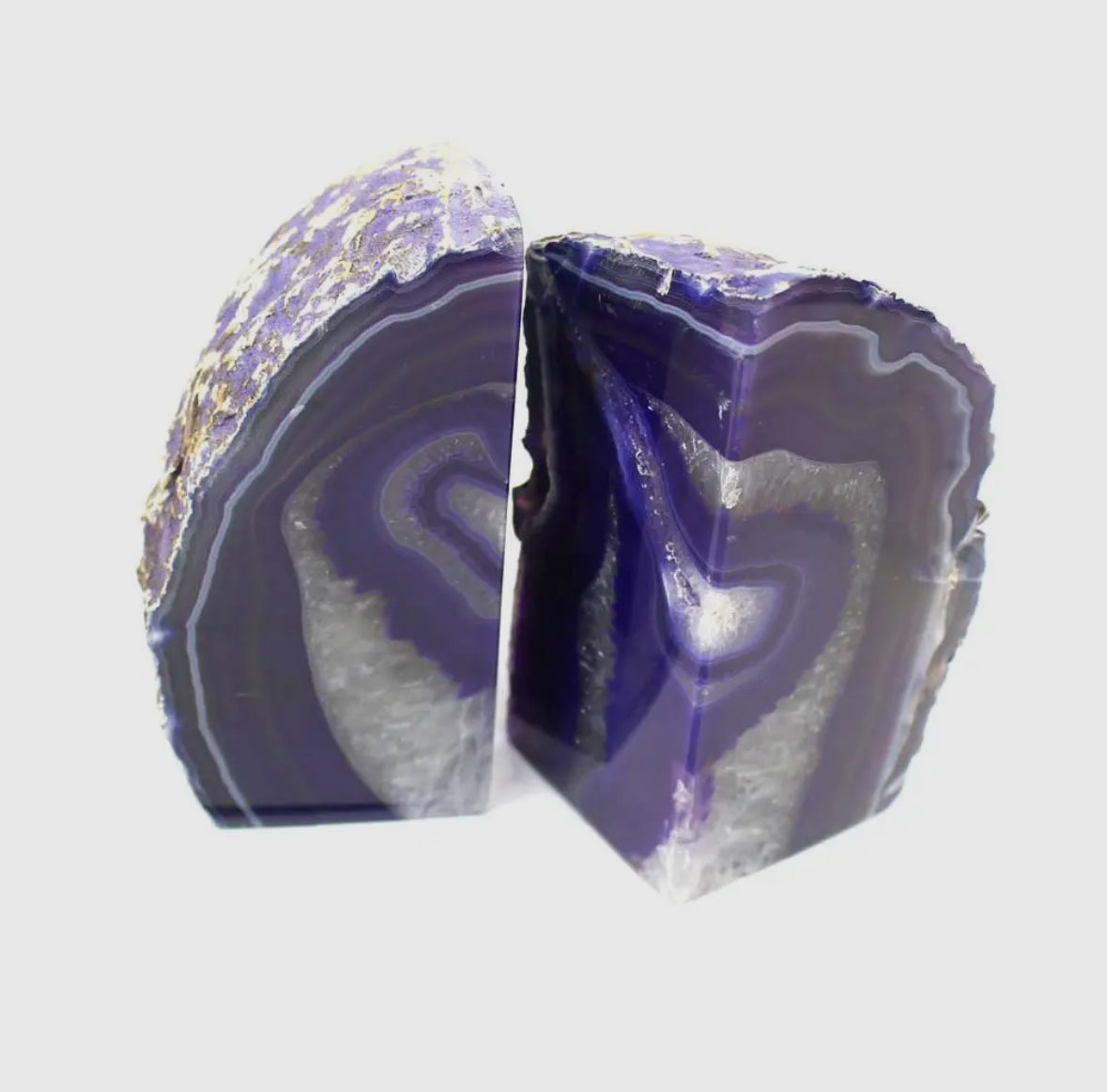 Handcrafted Purple Agate Geode Bookends – Stunning Natural Decor for Bookshelves