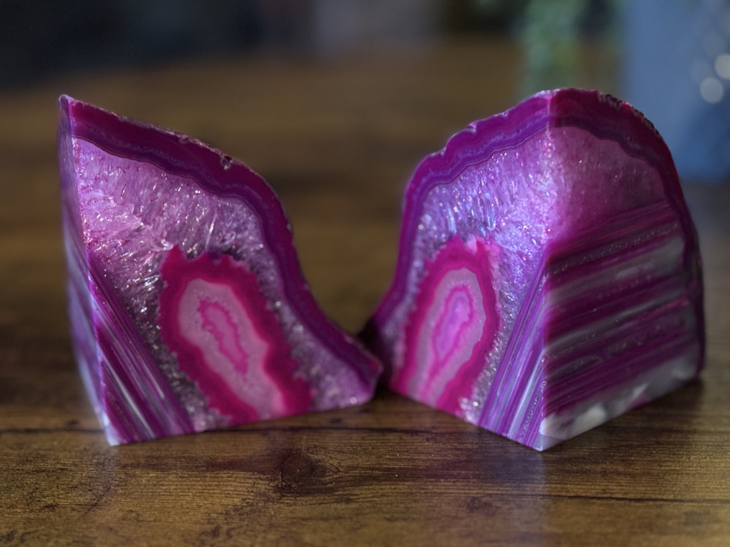 Crystal Agate Pink Bookends