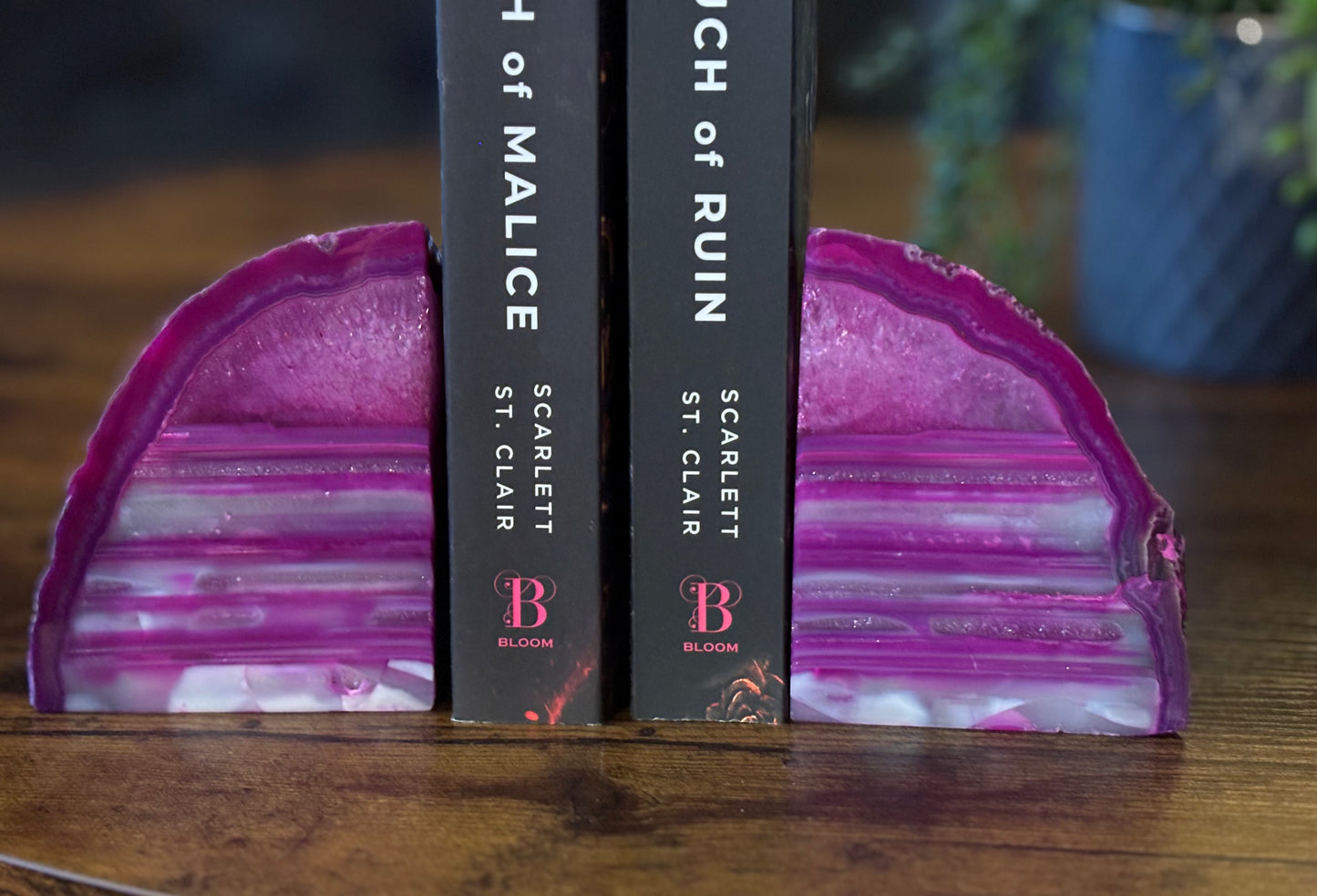 Crystal Agate Pink Bookends