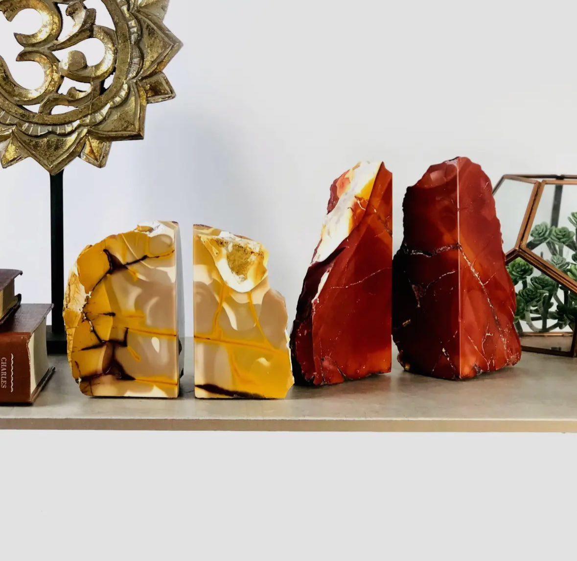 Rare Mookaite Jasper Bookends – one-of-a-kind addition to your bookshelf