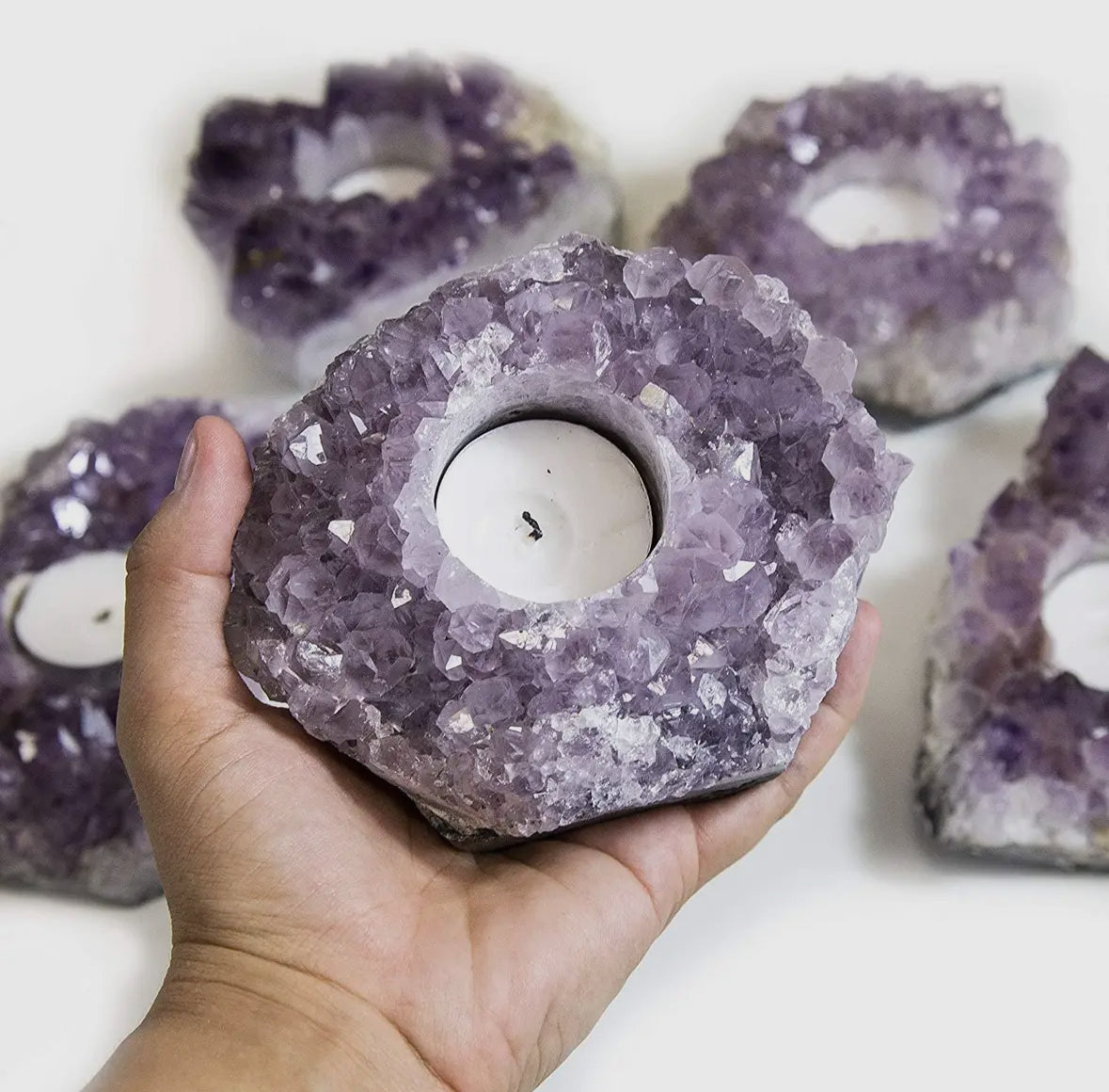 Amethyst Crystal Candle Holder