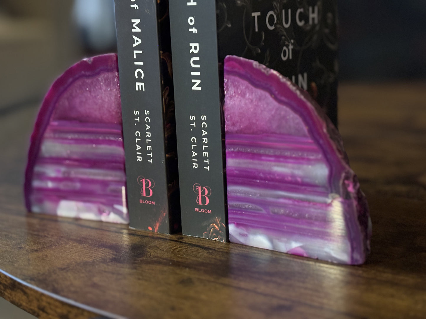 Crystal Agate Pink Bookends