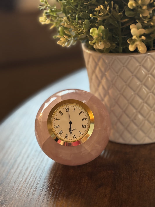 Rose Quartz Crystal Table Clock