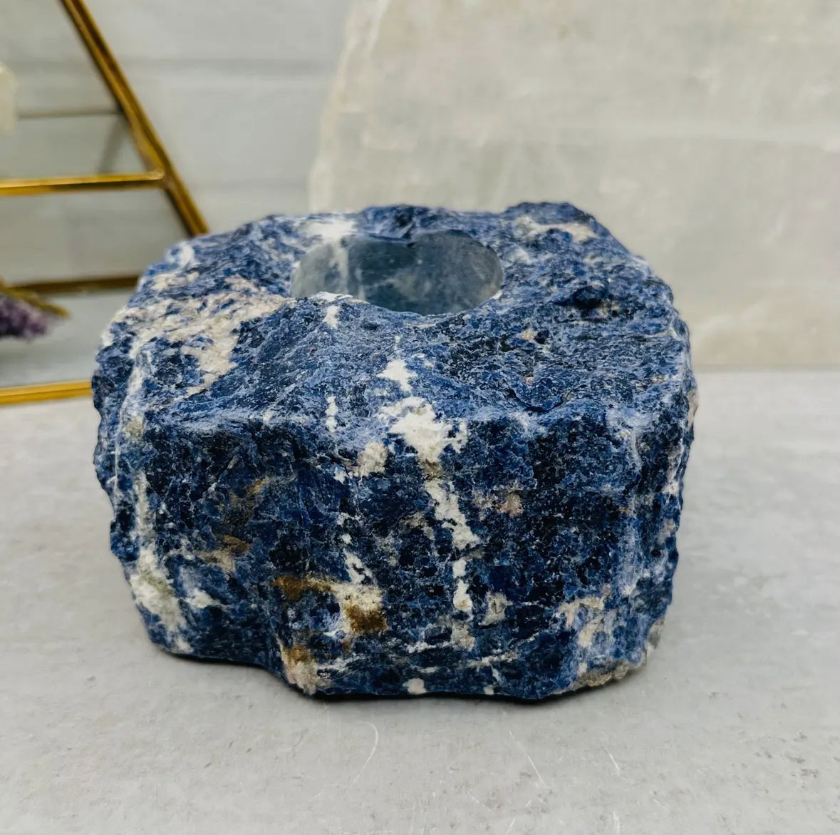 Sodalite Candle Holder- Crystal Candle Tea Light