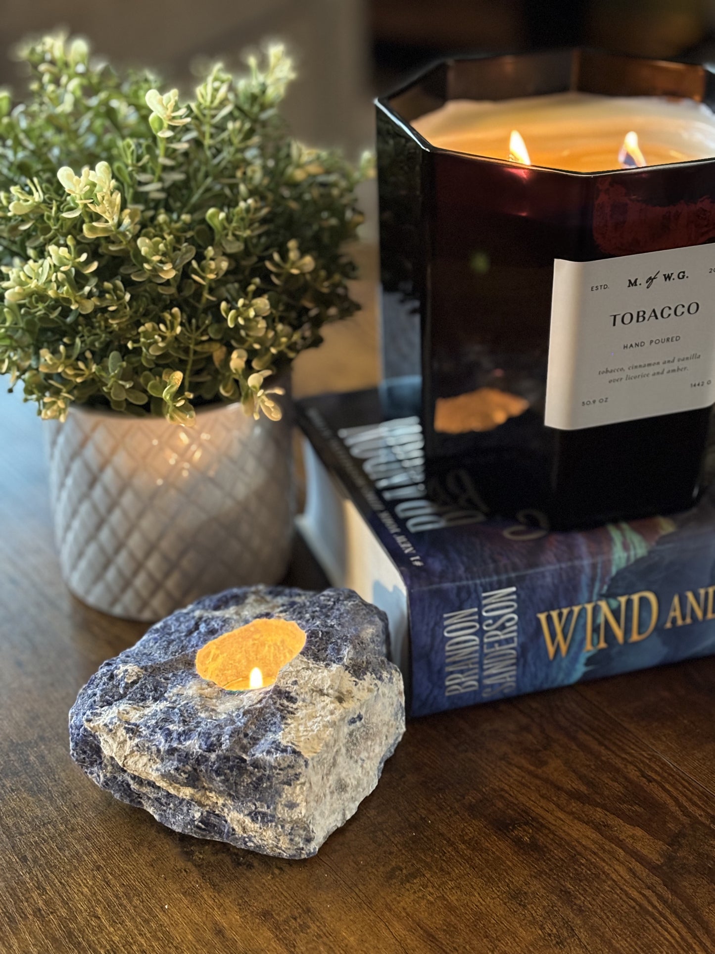 Sodalite Candle Holder- Crystal Candle Tea Light