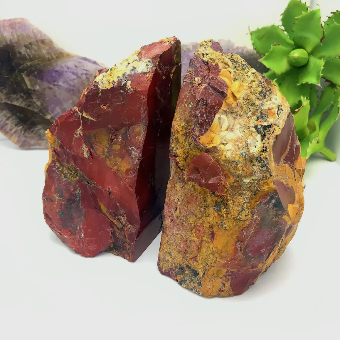 Rare Mookaite Jasper Bookends – one-of-a-kind addition to your bookshelf