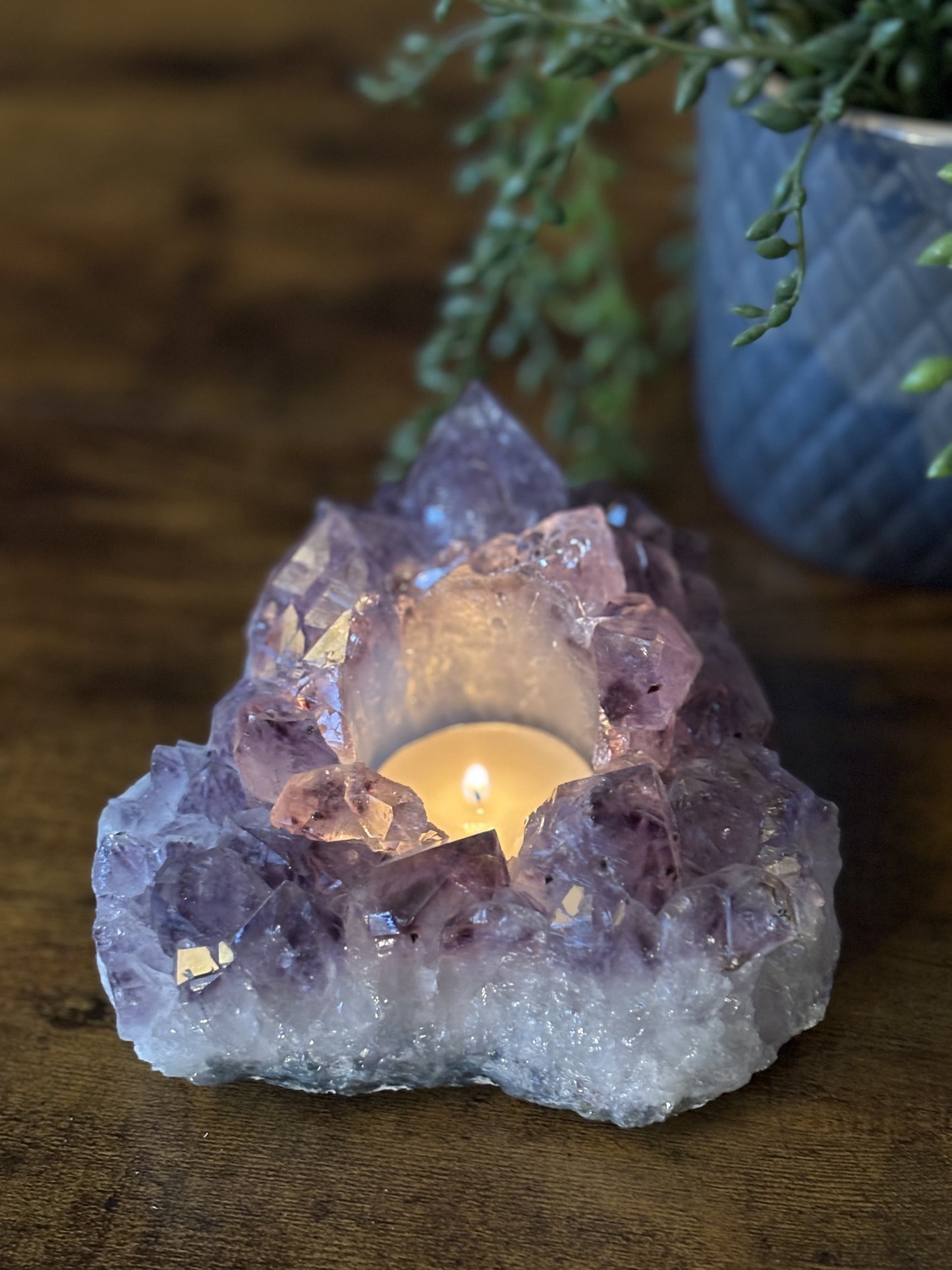 Amethyst Crystal Candle Holder