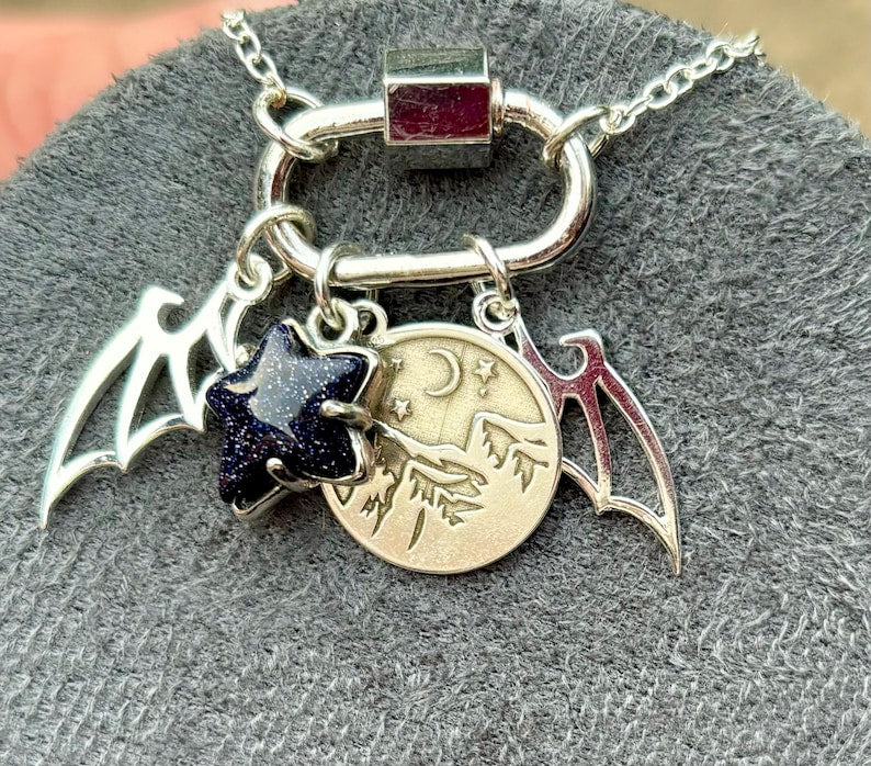 ACOTAR sterling silver carabiner charm necklace